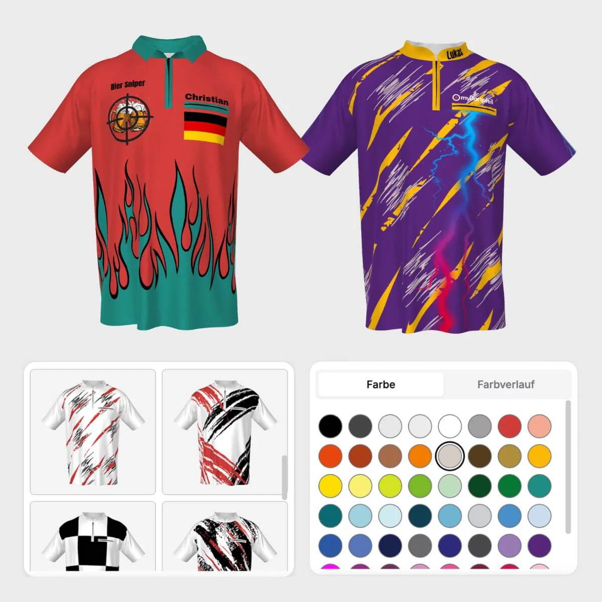 Personalisierte Dart Shirts / Trikots zum selbst gestalten (Stehkragen) - Image 3